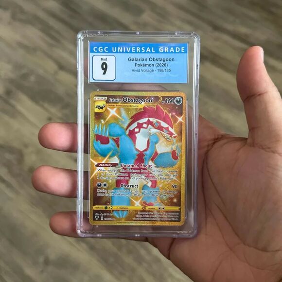 Pokemon 2020 Vivid Voltage Galarian Obstagoon Gold Secret Rare CGC 9 198/185 - Picture 1 of 2